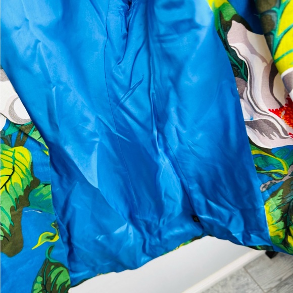 Ellen Tracy Lina Allard Linen Tropical Floral Blue Blazer Skirt Set - Picture 5 of 15